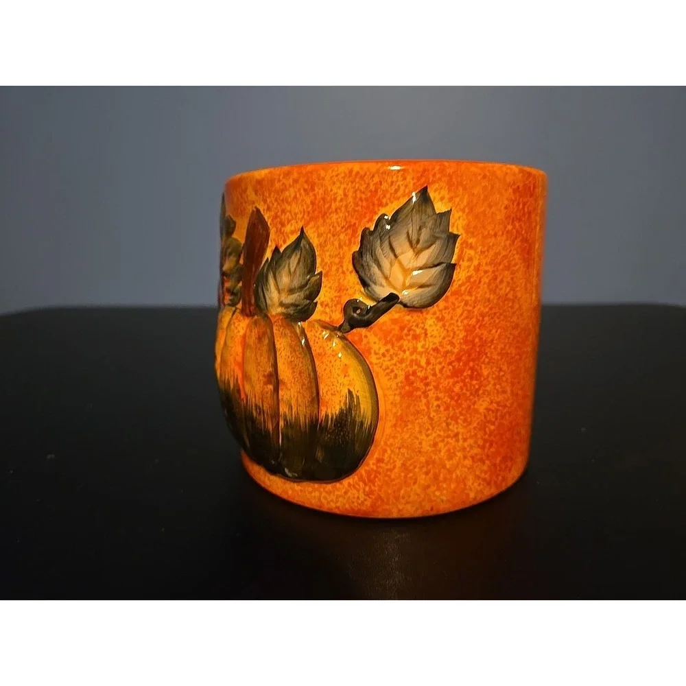 Fall‎ Halloween Jar Pot Vase Container Pumpkin Sunflower Orange